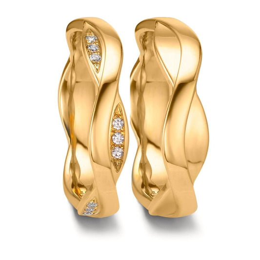 Alliance Or jaune 18K Diamant 0.09 ct, 18 Pierres, tw-vsi