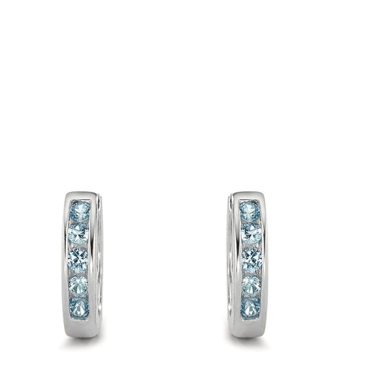 Créoles à charnières Argent Zircone bleu clair Rhodié